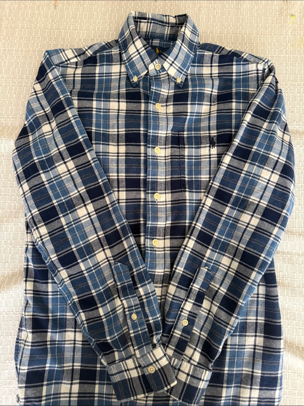 Ralph Lauren Navy & Light Blue Plaid Button-Down Shirt